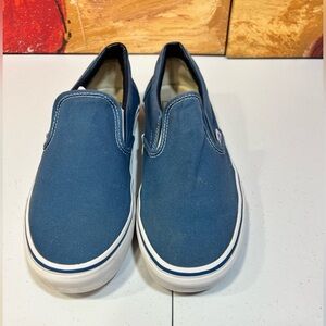 Vans Blue Canvas Slip-On Sneakers, Size 8 Men's (9.5 Women's)